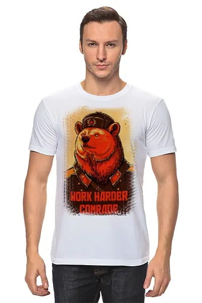Заказать мужскую футболку в Москве. Футболка классическая Comrade Bear от Leichenwagen - готовые дизайны и нанесение принтов.