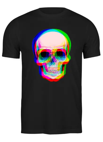 Заказать мужскую футболку в Москве. Футболка классическая Череп 3D от skull - готовые дизайны и нанесение принтов.