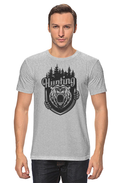 Заказать мужскую футболку в Москве. Футболка классическая ОХОТА от cooldesign  - готовые дизайны и нанесение принтов.