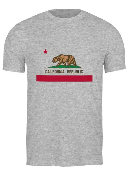 Заказать мужскую футболку в Москве. Футболка классическая Калифорния флаг от akimakimych - готовые дизайны и нанесение принтов.