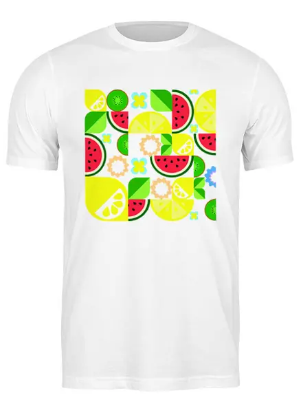 Заказать мужскую футболку в Москве. Футболка классическая летние фрукты от Марина Кольцова - готовые дизайны и нанесение принтов.