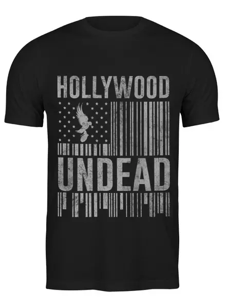 Заказать мужскую футболку в Москве. Футболка классическая Hollywood Undead от geekbox - готовые дизайны и нанесение принтов.