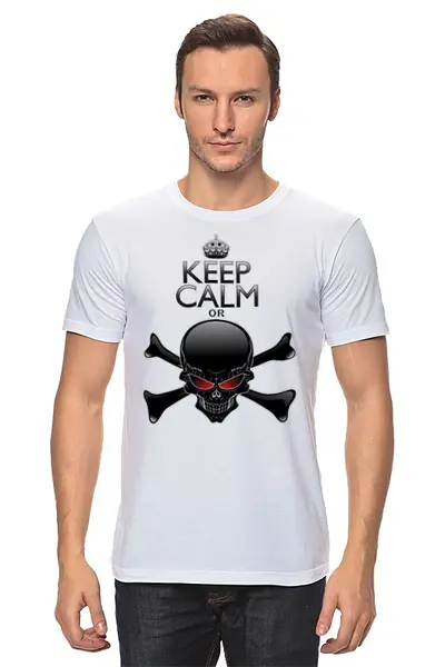 Заказать мужскую футболку в Москве. Футболка классическая Keep calm  от ПРИНТЫ ПЕЧАТЬ  - готовые дизайны и нанесение принтов.