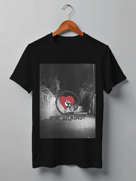 Заказать мужскую футболку в Москве. Футболка классическая Rise Against - logo от Денис - готовые дизайны и нанесение принтов.