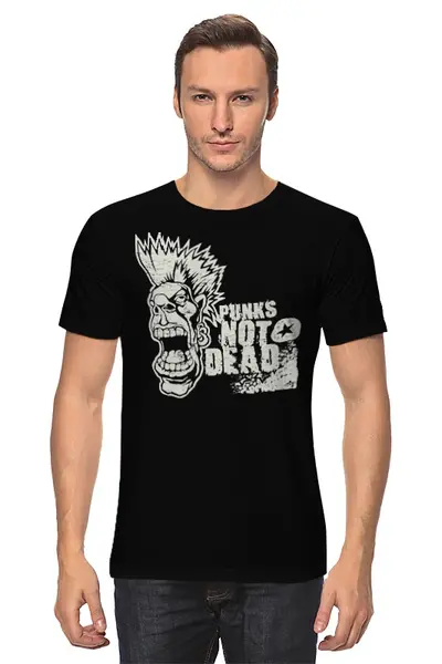Заказать мужскую футболку в Москве. Футболка классическая Punks Not Dead от Leichenwagen - готовые дизайны и нанесение принтов.