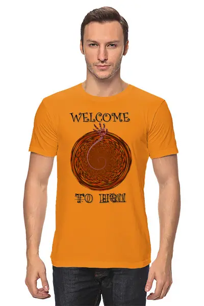 Заказать мужскую футболку в Москве. Футболка классическая Welcome to hell от mefff@list.ru - готовые дизайны и нанесение принтов.
