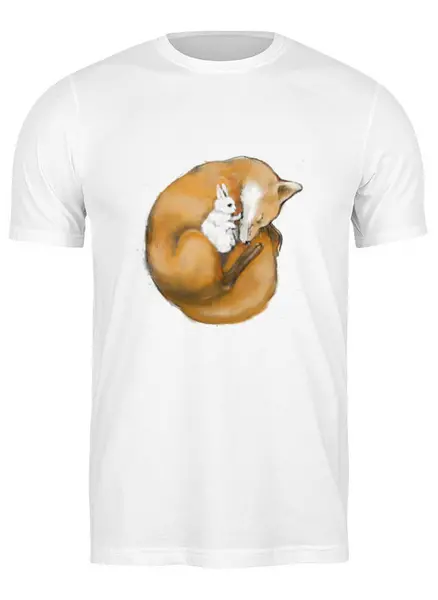 Заказать мужскую футболку в Москве. Футболка классическая лиса и заяц от basj10@mail.ru - готовые дизайны и нанесение принтов.