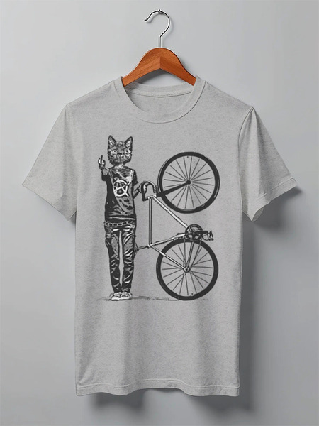 Заказать мужскую футболку в Москве. Футболка классическая Cat Punk Rider от oneredfoxstore@gmail.com - готовые дизайны и нанесение принтов.