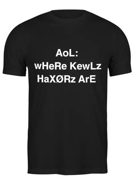 Заказать мужскую футболку в Москве. Футболка классическая AoL: wHeRe KewLz HaXØRz ArE от goran20101 - готовые дизайны и нанесение принтов.