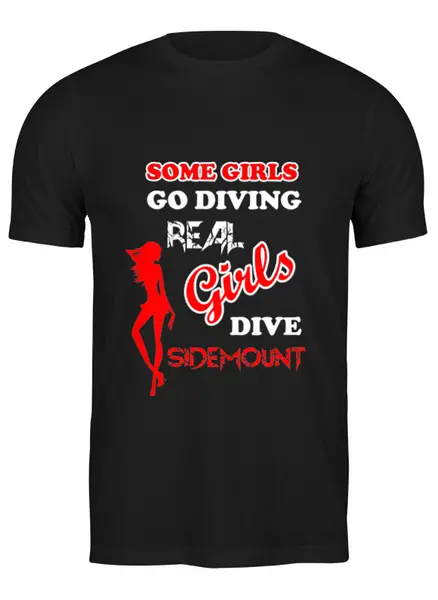 Заказать мужскую футболку в Москве. Футболка классическая Girls Sidemount от enjoydiving - готовые дизайны и нанесение принтов.