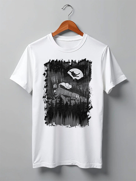 Заказать мужскую футболку в Москве. Футболка классическая Over The Train от oneredfoxstore@gmail.com - готовые дизайны и нанесение принтов.