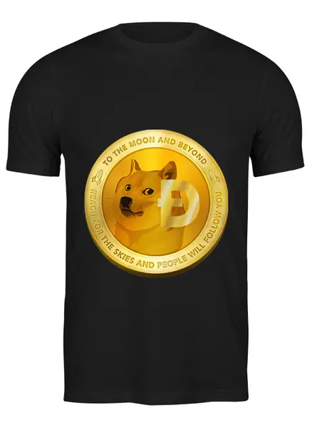 Заказать мужскую футболку в Москве. Футболка классическая Dogecoin от Константин Тотьмянин - готовые дизайны и нанесение принтов.