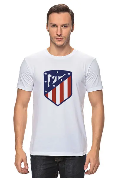 Заказать мужскую футболку в Москве. Футболка классическая Atletico Madrid от THE_NISE  - готовые дизайны и нанесение принтов.