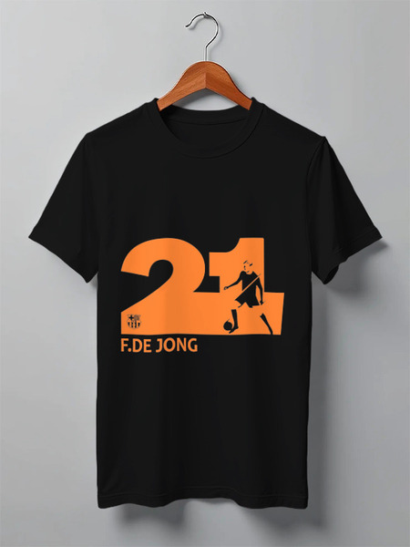 Заказать мужскую футболку в Москве. Футболка классическая FC Barcelona | F. De Jong Number 21 (2021) от 0x000000123 - готовые дизайны и нанесение принтов.