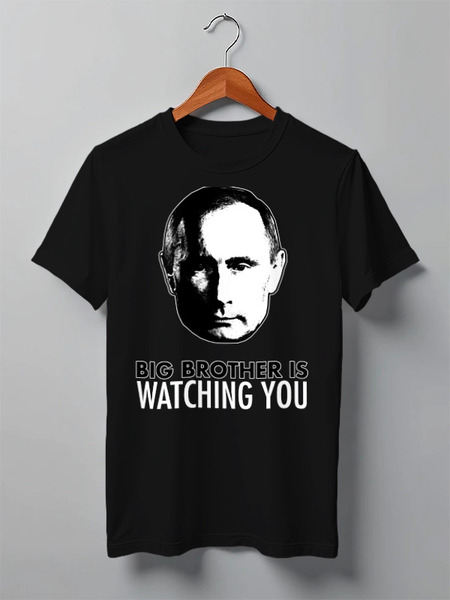 Заказать мужскую футболку в Москве. Футболка классическая Big Brother Putin от BigBrotherPu - готовые дизайны и нанесение принтов.