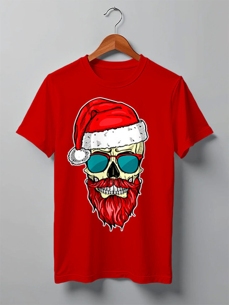Заказать мужскую футболку в Москве. Футболка классическая SkullSanta от balden - готовые дизайны и нанесение принтов.