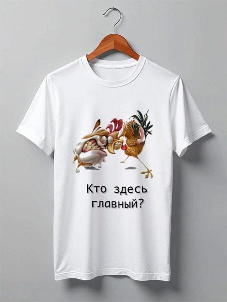 Заказать мужскую футболку в Москве. Футболка классическая Кто здесь главный? от Mary-d - готовые дизайны и нанесение принтов.