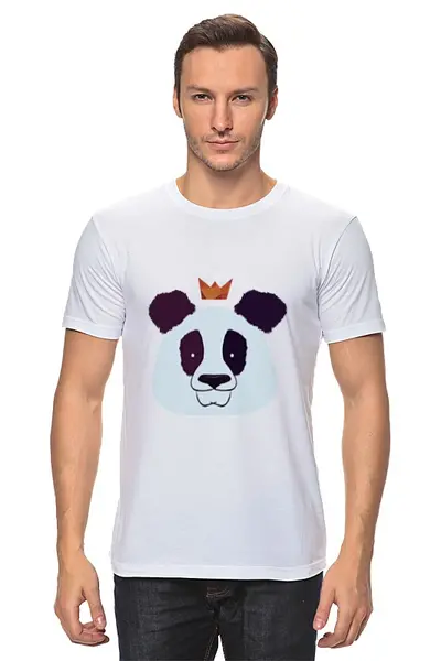 Заказать мужскую футболку в Москве. Футболка классическая Король панда от cherdantcev - готовые дизайны и нанесение принтов.