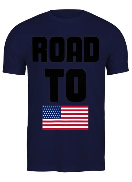 Заказать мужскую футболку в Москве. Футболка классическая Road to USA от RICH LIFE - готовые дизайны и нанесение принтов.