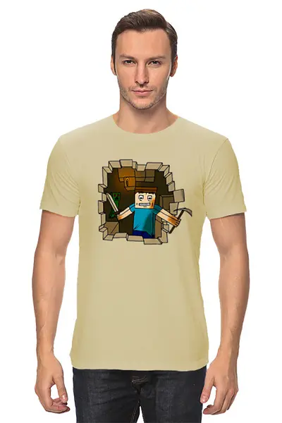 Заказать мужскую футболку в Москве. Футболка классическая Minecraf от T-shirt print  - готовые дизайны и нанесение принтов.