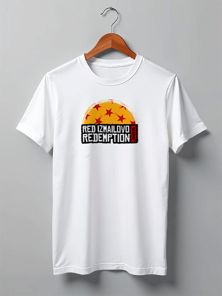 Заказать мужскую футболку в Москве. Футболка классическая Red Izmailovo Moscow Redemption от kamal-creations - готовые дизайны и нанесение принтов.