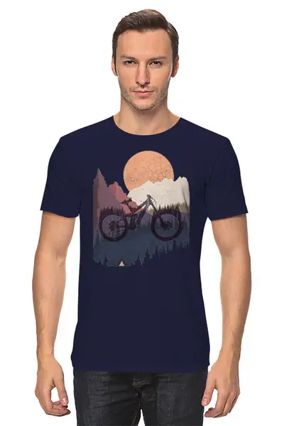 Заказать мужскую футболку в Москве. Футболка классическая Mountain Bike от oneredfoxstore@gmail.com - готовые дизайны и нанесение принтов.