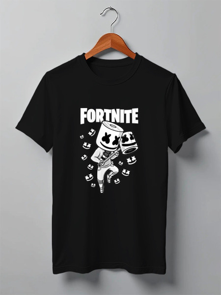 Заказать мужскую футболку в Москве. Футболка классическая Fortnite, Marshmello от geekbox - готовые дизайны и нанесение принтов.