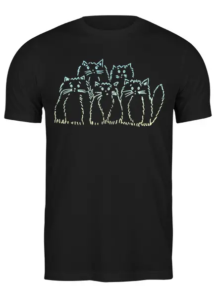 Заказать мужскую футболку в Москве. Футболка классическая Cats Here от oneredfoxstore@gmail.com - готовые дизайны и нанесение принтов.