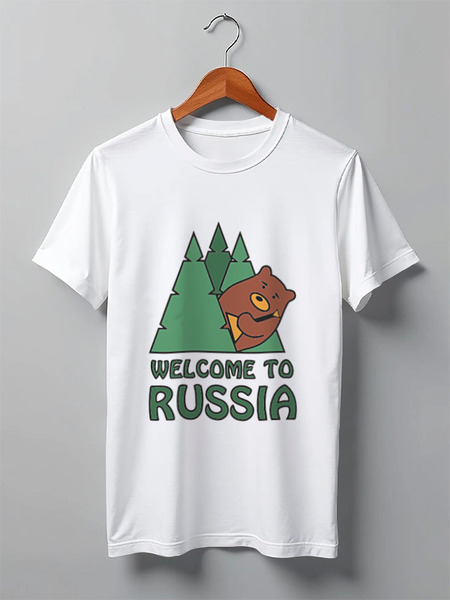 Заказать мужскую футболку в Москве. Футболка классическая Welcome to Russia от priceless - готовые дизайны и нанесение принтов.