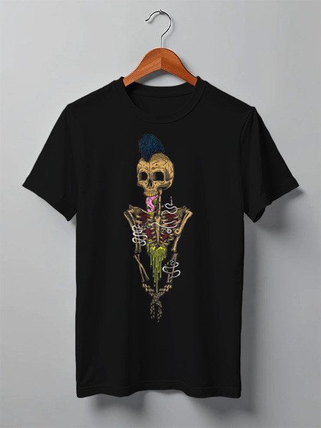 Заказать мужскую футболку в Москве. Футболка классическая Skeleton Art от Leichenwagen - готовые дизайны и нанесение принтов.