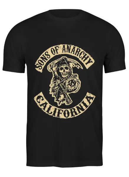 Заказать мужскую футболку в Москве. Футболка классическая Sons Of Anarchy California от skynatural - готовые дизайны и нанесение принтов.