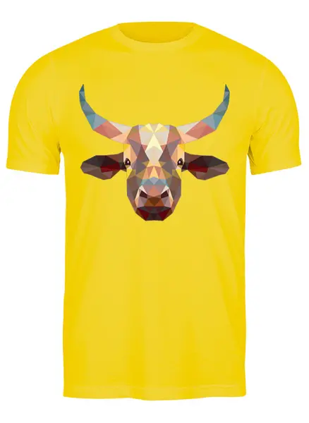 Заказать мужскую футболку в Москве. Футболка классическая Полигональный бык от oldman - готовые дизайны и нанесение принтов.