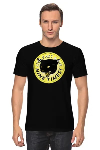 Заказать мужскую футболку в Москве. Футболка классическая Чёрная кошка  от T-shirt print  - готовые дизайны и нанесение принтов.