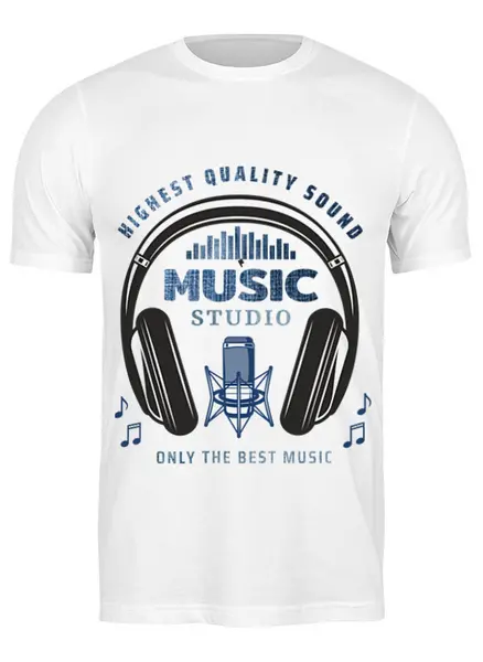 Заказать мужскую футболку в Москве. Футболка классическая MUSIC STUDIO от сергей дудников - готовые дизайны и нанесение принтов.