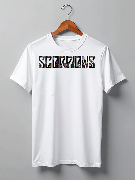Заказать мужскую футболку в Москве. Футболка классическая Scorpions Band от Leichenwagen - готовые дизайны и нанесение принтов.