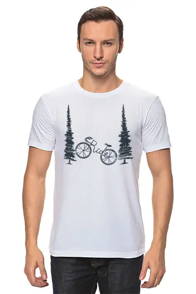Заказать мужскую футболку в Москве. Футболка классическая Mountain Bike от oneredfoxstore@gmail.com - готовые дизайны и нанесение принтов.