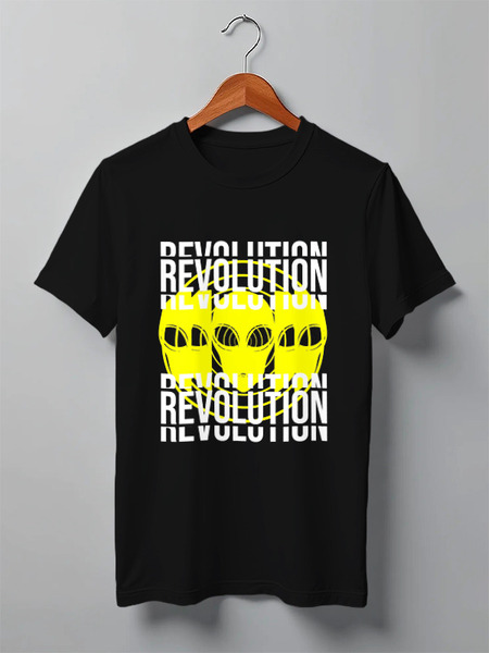Заказать мужскую футболку в Москве. Футболка классическая "REVOLUTION" от cooldesign  - готовые дизайны и нанесение принтов.