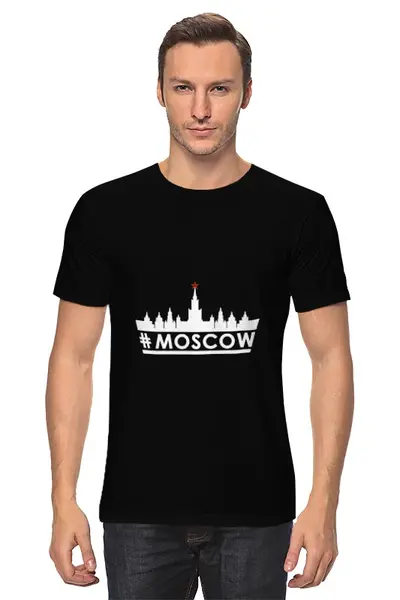 Заказать мужскую футболку в Москве. Футболка классическая #MOSCOW.  от muzaka101 - готовые дизайны и нанесение принтов.