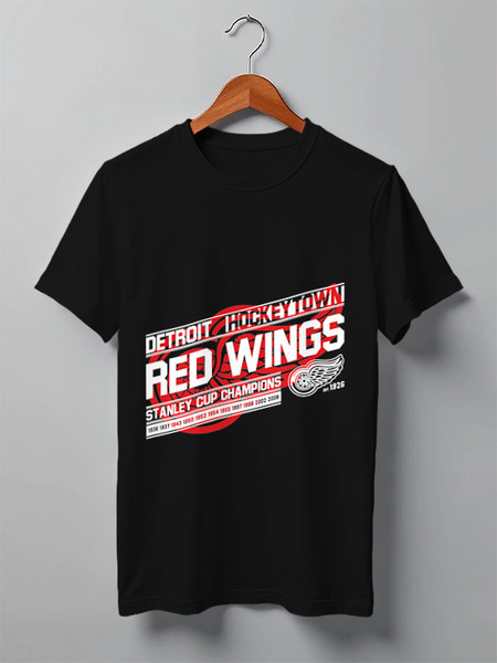 Заказать мужскую футболку в Москве. Футболка классическая Detroit Red Wings от Александр Глебов - готовые дизайны и нанесение принтов.