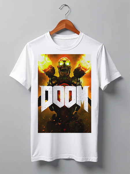 Заказать мужскую футболку в Москве. Футболка классическая Doom 4 от scoopysmith - готовые дизайны и нанесение принтов.