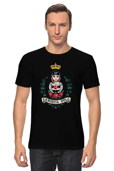 Заказать мужскую футболку в Москве. Футболка классическая Gangsta doll от ПРИНТЫ ПЕЧАТЬ  - готовые дизайны и нанесение принтов.
