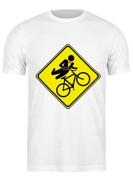 Заказать мужскую футболку в Москве. Футболка классическая Велосипедист от Zamula - готовые дизайны и нанесение принтов.