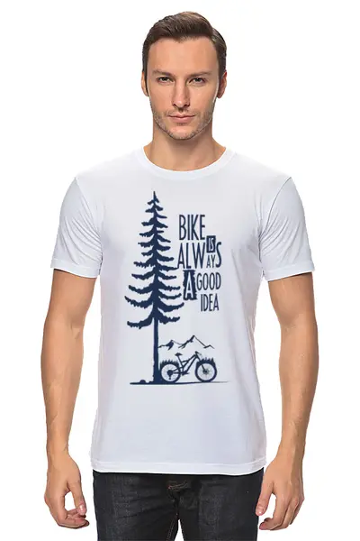 Заказать мужскую футболку в Москве. Футболка классическая Mountain Bike от oneredfoxstore@gmail.com - готовые дизайны и нанесение принтов.