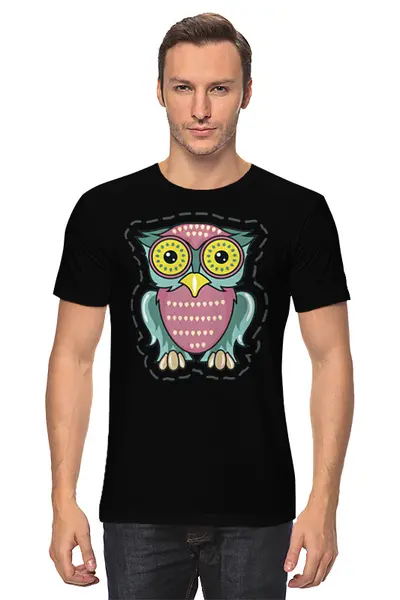 Заказать мужскую футболку в Москве. Футболка классическая Owl Here от oneredfoxstore@gmail.com - готовые дизайны и нанесение принтов.