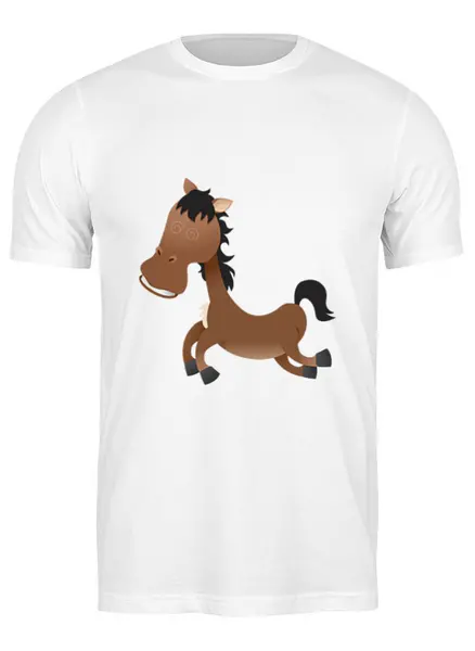 Заказать мужскую футболку в Москве. Футболка классическая Лошадь от Zamula - готовые дизайны и нанесение принтов.