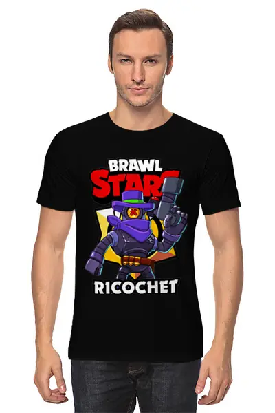 Заказать мужскую футболку в Москве. Футболка классическая BRAWL STARS RICOCHET от geekbox - готовые дизайны и нанесение принтов.
