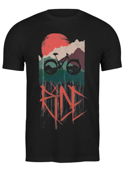 Заказать мужскую футболку в Москве. Футболка классическая Mountain Bike от oneredfoxstore@gmail.com - готовые дизайны и нанесение принтов.