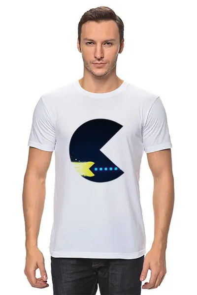 Заказать мужскую футболку в Москве. Футболка классическая Pacman (Пакмен) от Andrew Zaycev - готовые дизайны и нанесение принтов.