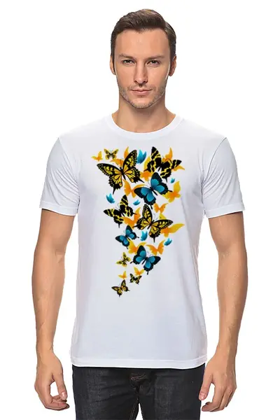 Заказать мужскую футболку в Москве. Футболка классическая Бабочки летают бабочки... от Виктор Гришин - готовые дизайны и нанесение принтов.