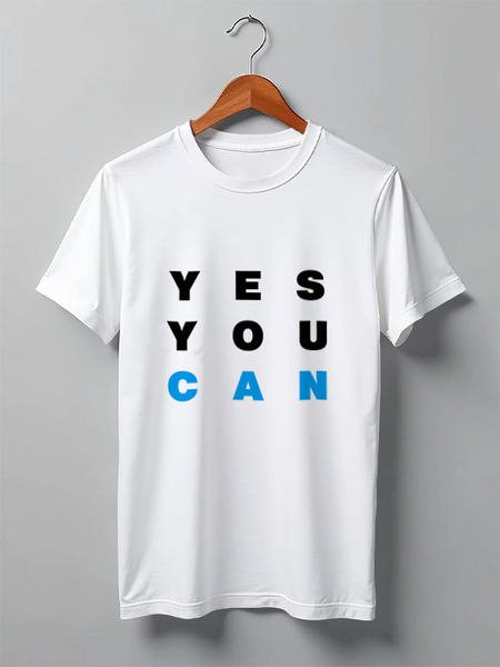 Заказать мужскую футболку в Москве. Футболка классическая YES YOU CAN от Startech.vc  - готовые дизайны и нанесение принтов.